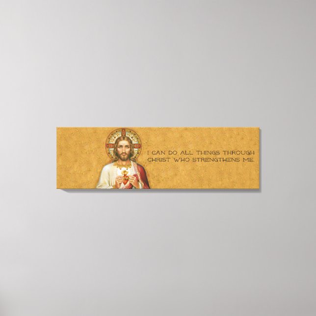 Sacred Heart of Jesus with Bible Verse Canvas Print (Front)