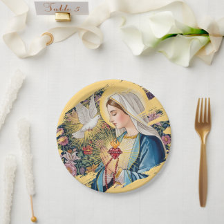  Sacred Heart of Mary, Devotion, Christian Art Paper Plate