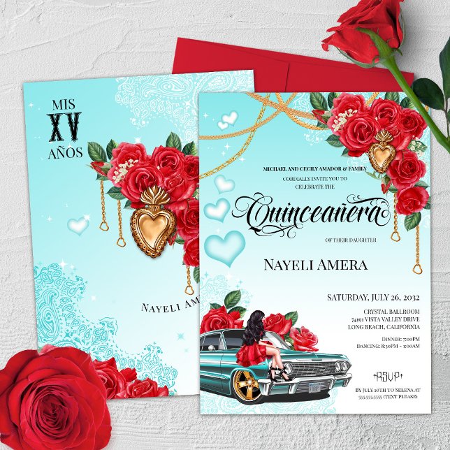 Sacred Heart Quinceanera Lowrider Chola Chicana  Invitation (Creator Uploaded)
