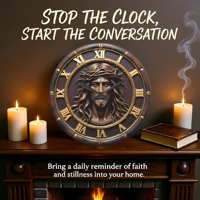 Sacred Heart Savior Portrait Large Clock (Creator Uploaded)