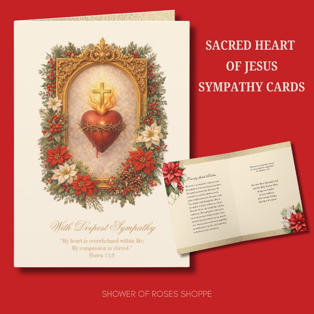 Sacred Heart Sympathy Condolence Poinsettia Card (Creator Uploaded)