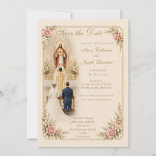 Sacred Heart Traditional Catholic Wedding Save The Date