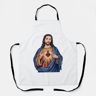 Sacred Heart Vintage Engraving Religious Vector De Apron