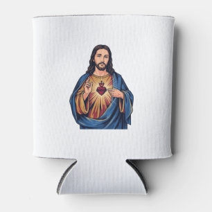 Sacred Heart Vintage Engraving Religious Vector De Can Cooler
