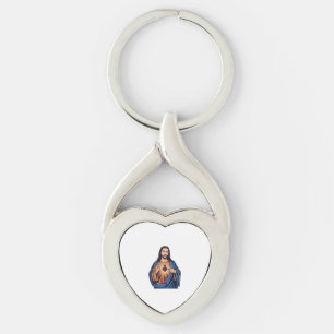 Sacred Heart Vintage Engraving Religious Vector De Key Ring