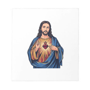 Sacred Heart Vintage Engraving Religious Vector De Notepad