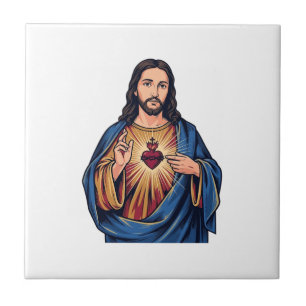 Sacred Heart Vintage Engraving Religious Vector De Tile