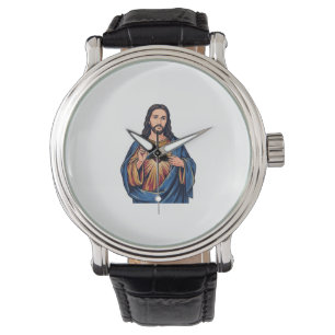 Sacred Heart Vintage Engraving Religious Vector De Watch