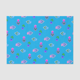 Sacred Hearts Catholic Folk Blue Red Tissue Paper