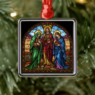 Sacred Hearts Stained Glass Christmas Metal Tree Decoration