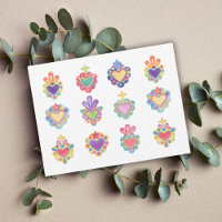 SACRED HEARTS, WATERCOLOR, mexico, mexican folk