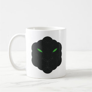 Sacred Jaguar- Face of Life, Black. Coffee Mug