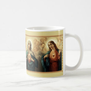 Sacred Jesus Immaculate Heart Mary Angels Coffee Mug