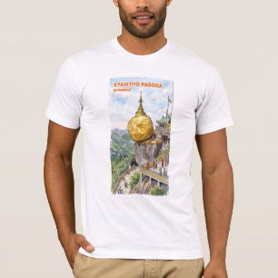 Sacred Kyaiktiyo Pagoda Golden Rock Myanmar Illust T-Shirt