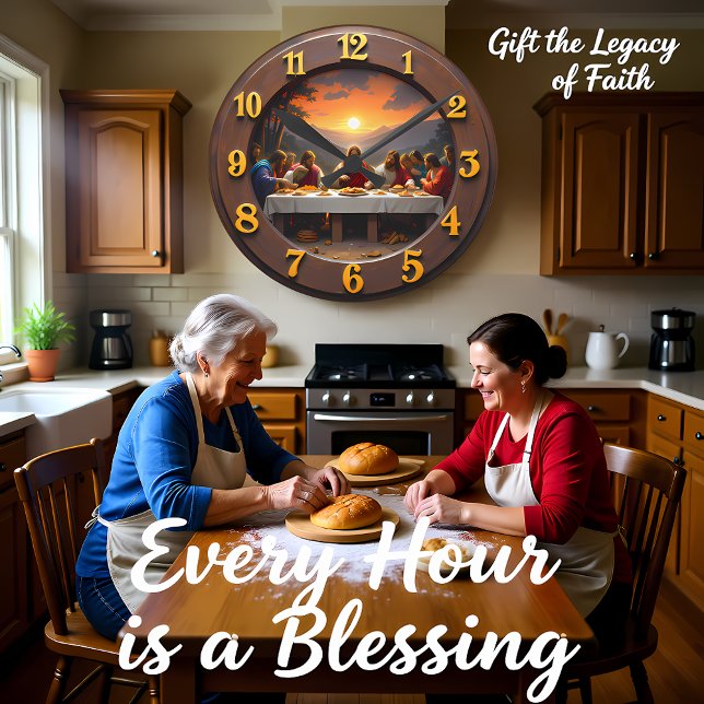 Sacred Last Supper Golden Sunset Round Clock (Creator Uploaded)