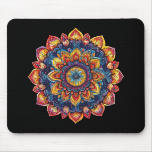 Sacred Lotus Mandala Hippie Festival Style Mouse Pad