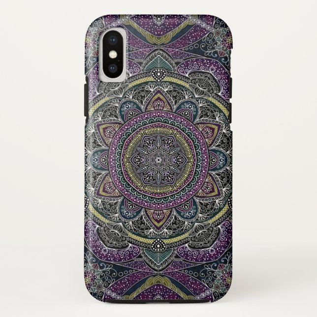 Sacred mandala stars and lace purple and black Case-Mate iPhone case (Back)