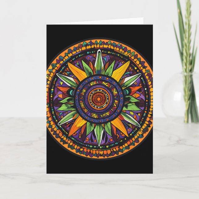 Sacred Mandala Sunburst Meditation  Card (Front)