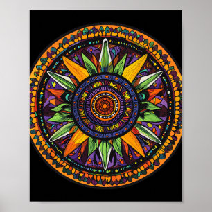 Sacred Mandala Sunburst Meditation Poster