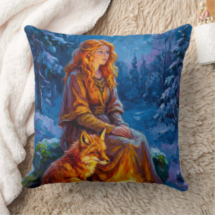 Sacred Nature: Celtic Goddess Brigid Art on Canvas Cushion