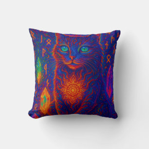 Sacred Neon Cat Cushion