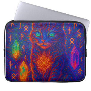 Sacred Neon Cat Laptop Sleeve