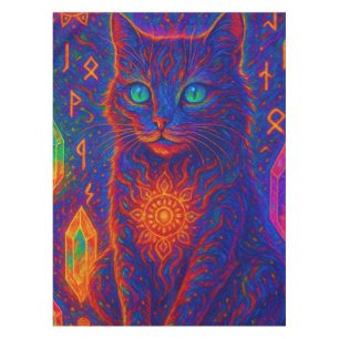 Sacred Neon Cat Tablecloth