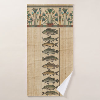 Sacred Nile Fish & Lotus Ancient Egyptian Bath Towel