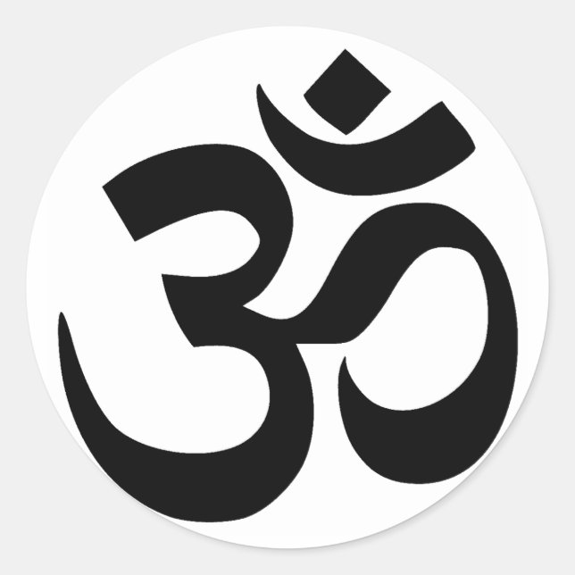 Sacred Om Symbol Sanskrit Script Writing Classic Round Sticker (Front)