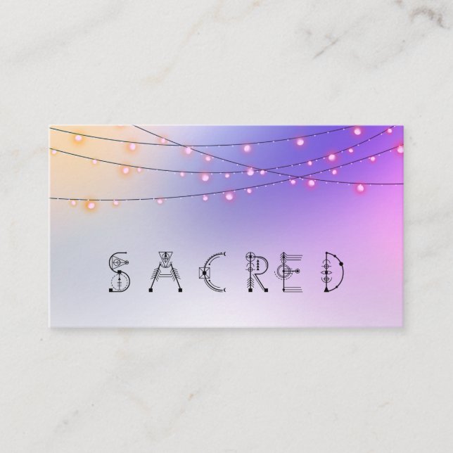 *~*  SACRED Pastel String Lights Psychic Reiki Business Card (Front)