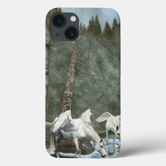 Sacred Pegasi Drinking from River Fantasy Art Case-Mate iPhone Case (Back)