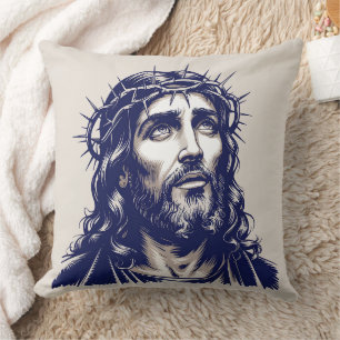 Sacred Portrait of Jesus – Vintage Art Pillow