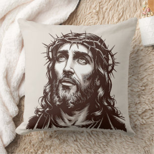Sacred Portrait of Jesus – Vintage Art Pillow