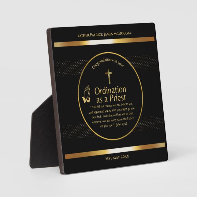Sacred Priest Gift Pastor Deacon Ordination Custom Plaque (Front)