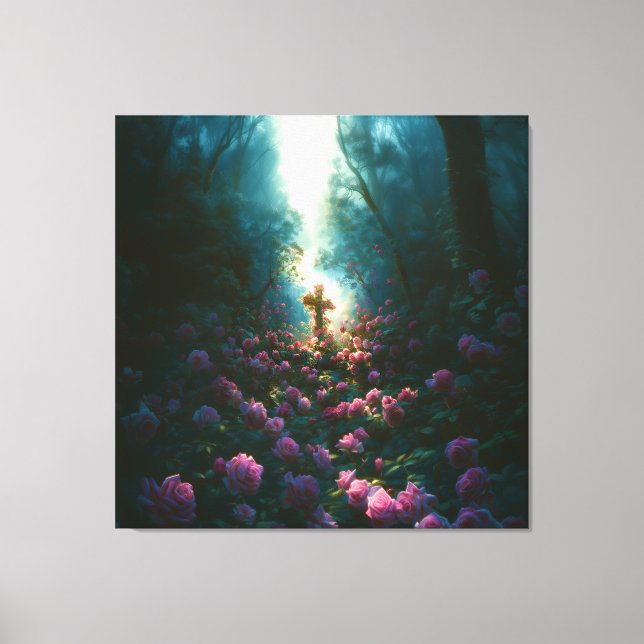 Sacred religious cross artwork for peaceful spaces canvas print (Front)