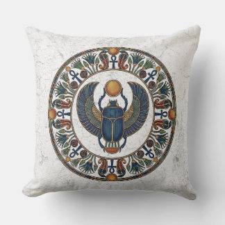 Sacred Scarab of Khepri: Symbol of Rebirth Cushion