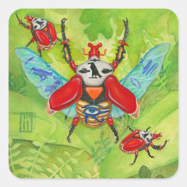 Sacred Scarabs Square Sticker (Front)