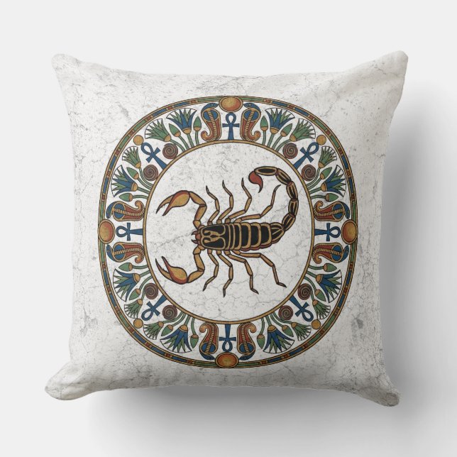 Sacred Scorpion of Serket: Ancient Egyptian Art Cushion (Front)