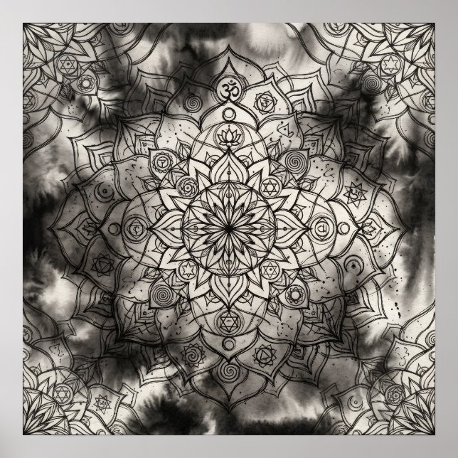 Sacred Smoke Mandala Spirit Art Poster (Front)