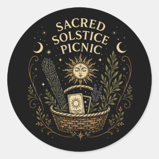 Sacred Solstice Picnic Litha Classic Round Sticker