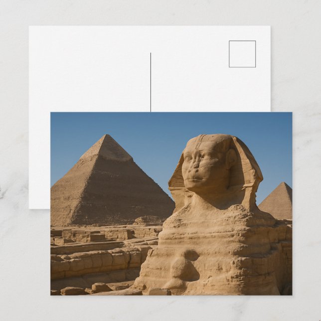 Sacred Sphinx Divine Postcard Giza Pyramids (Front/Back)