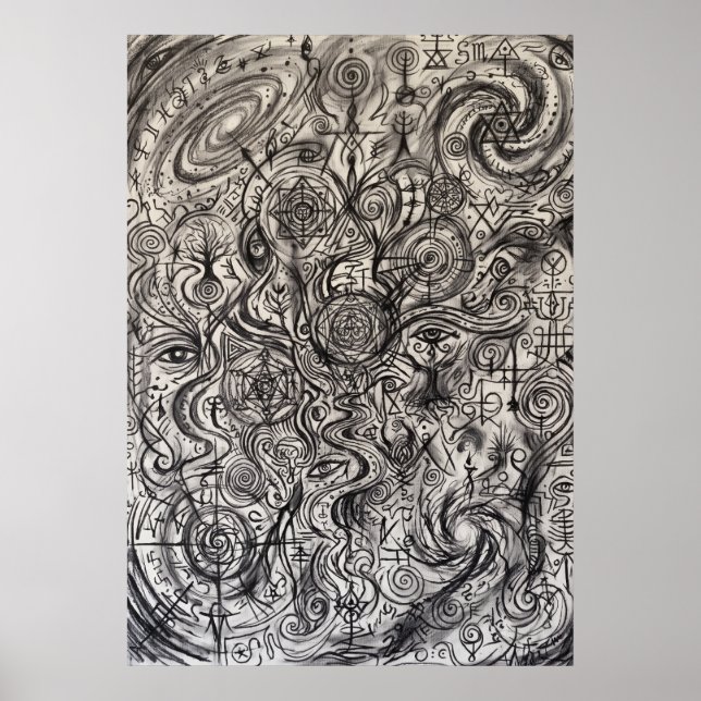 Sacred Spiral Spirit Drawing Wall Art (Front)
