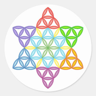 Sacred Star - Star Of Life, 02/3D-CF.  Classic Round Sticker