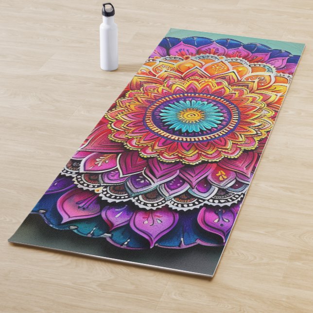 Sacred Sun Bloom Mandala Premium Yoga Mat (In Situ)