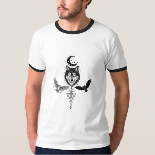 Sacred Totem Wolf and Eagle Dreamcatcher T-Shirt