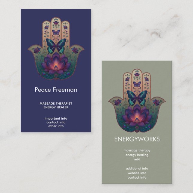 Sacred Transformation | Hamsa Hand Design Business Card (Front/Back)