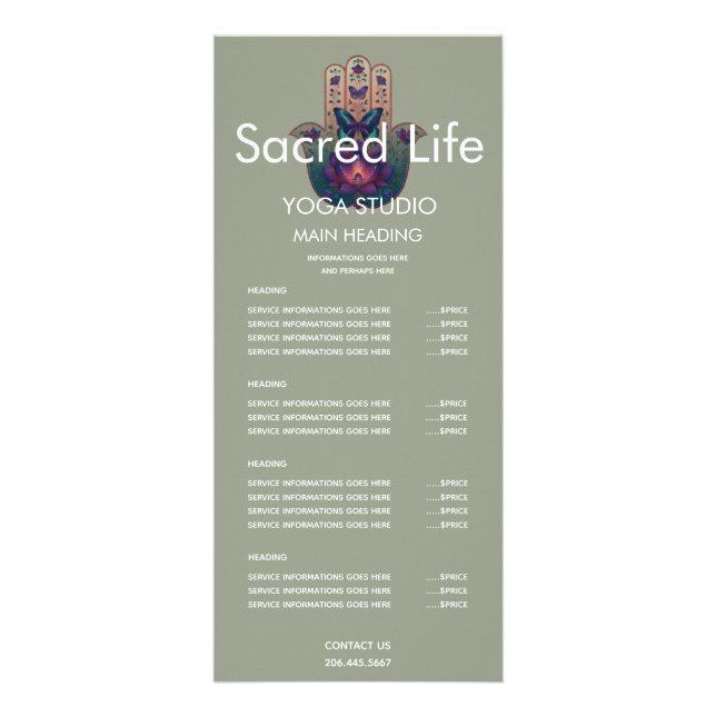 Sacred Transformation | Hamsa Hand Design Rack Card (Front)