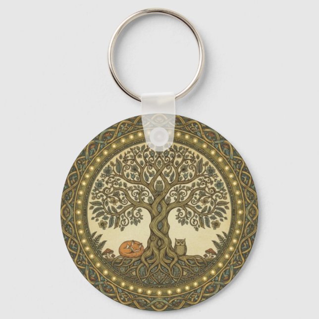 Sacred Tree of Life Celtic Art Key Ring (Front)