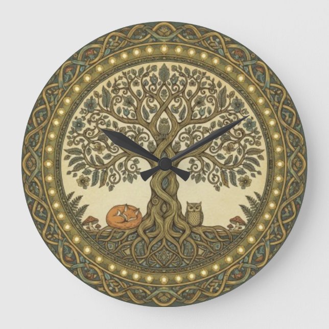 Sacred Tree of Life Celtic Art Large Clock (Front)