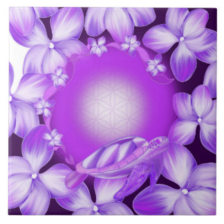 Sacred Turtle, Flower of Life & Floral Design Tile